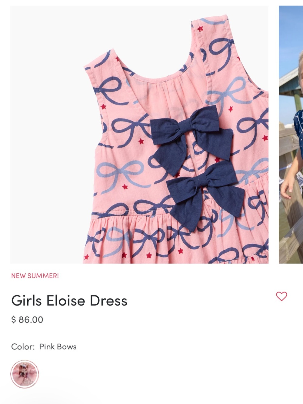 Pink Chicken Pink Dress with Navy Bow Details
